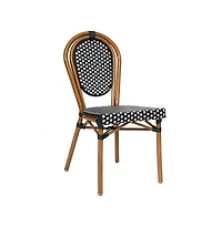 Merrick Lane Celia Bistro Style Table With Glass Top, Pe Rattan, Stack Chairs