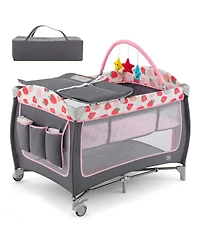 Costway Girls 3 in 1 Playard Portable Nursery Center w/ Zippered Door Mint