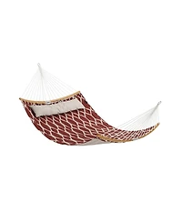 Slickblue Quilted Hammock with Curved Bamboo Spreaders, Pillow, Portable Padded Hammock Holds up to 495 lb
