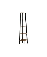 Slickblue Industrial Corner Shelf, 5-tier Bookshelf, Plant Stand, Wood Look Accent Furniture With Metal Frame