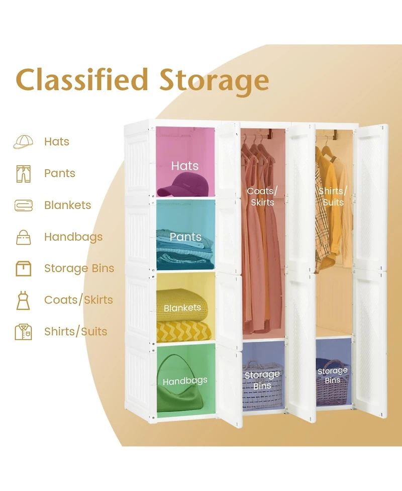 Sugift Foldable Closet Clothes Organizer with 12 Cubby Storage