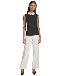 Karl Lagerfeld Paris Women's Embellished Collar Sleeveless Blouse