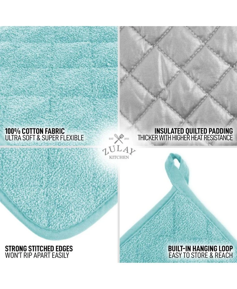 3-Pack Cotton Pot Holders for Kitchen - Heat Resistant, Machine Washable, & Comfortable Grip Oven Hot Pads