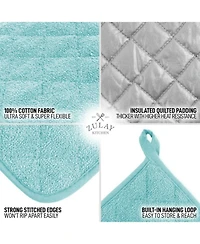 3-Pack Cotton Pot Holders for Kitchen - Heat Resistant, Machine Washable, & Comfortable Grip Oven Hot Pads