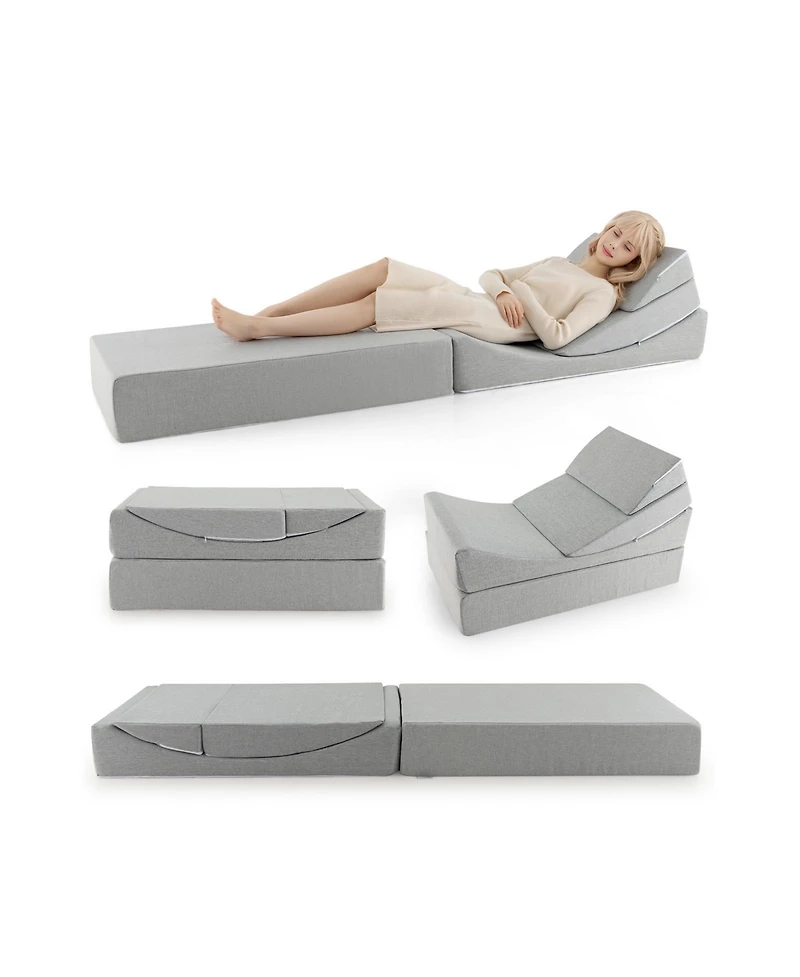 Sugift 4-in-1 Convertible Folding Sofa Bed with High-Density Foam