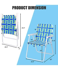 Gymax Set of 6 Patio Folding Web Chair Portable Beach Camping Red