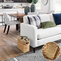 Casafield Magazine Holder Basket with Handles - Oval Seagrass Storage Bin for Bathroom, Home Office Natural