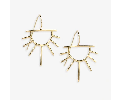 Brass Half Sun Threaded Earrings 2"