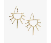 Brass Half Sun Threaded Earrings 2"