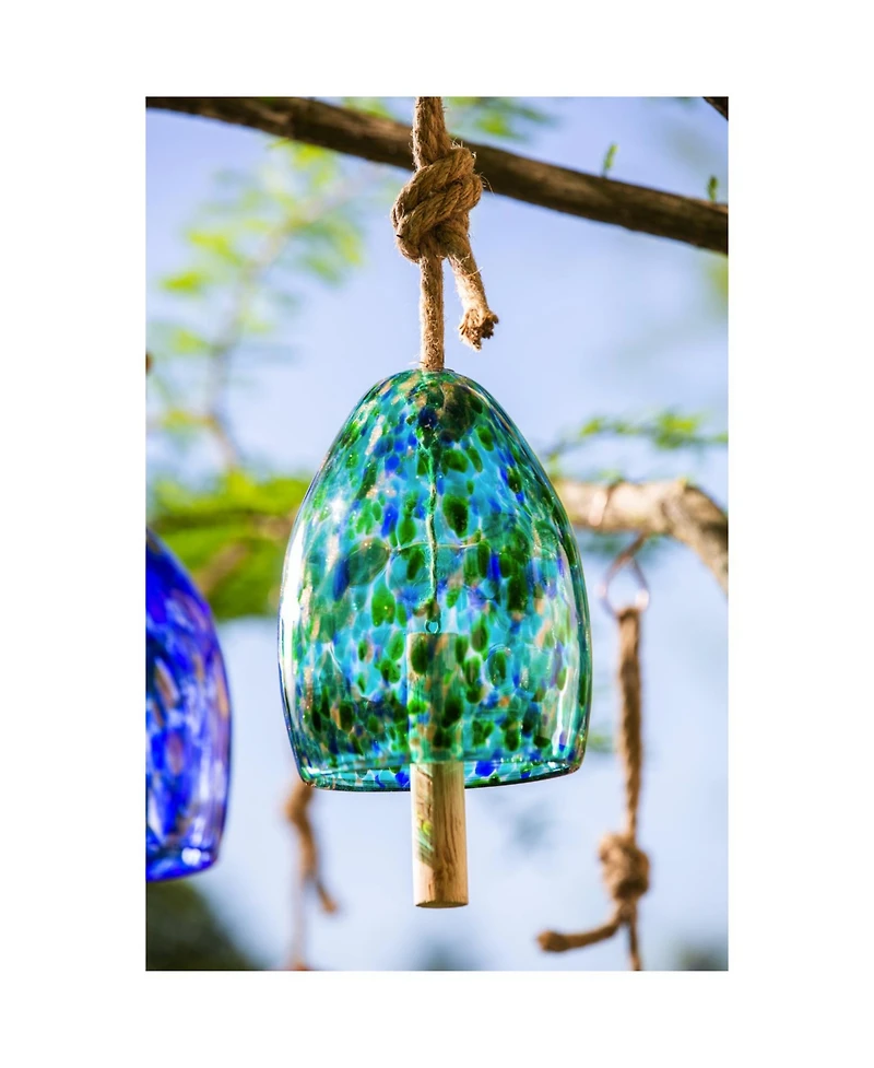 Evergreen Art Glass Speckle Turquoise Bell Chime