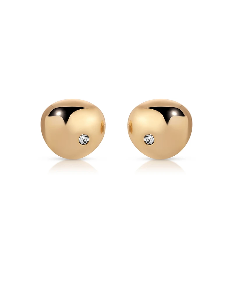Ettika Polished Pebble Single Crystal Stud Earrings