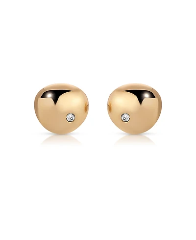Ettika Polished Pebble Single Crystal Stud Earrings