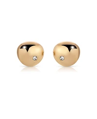 Ettika Polished Pebble Single Crystal Stud Earrings