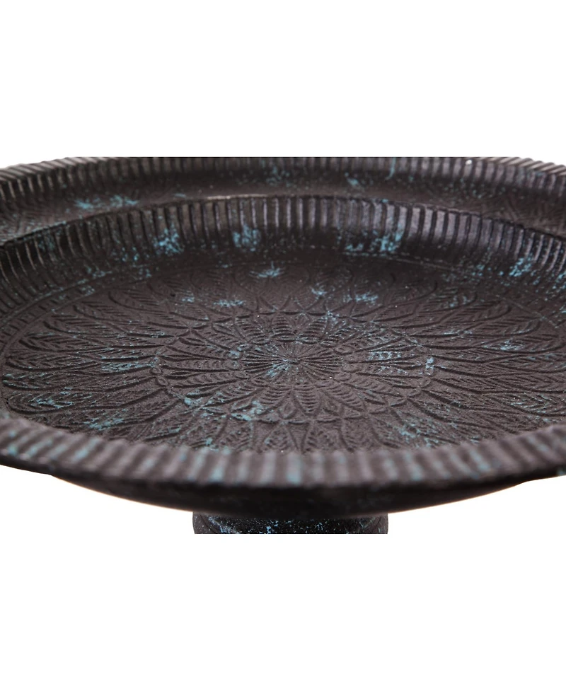 Evergreen Garden Cast Metal Bird Bath on Pedestal 20 x 19 x 15 Inches