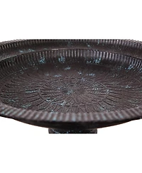 Evergreen Garden Cast Metal Bird Bath on Pedestal 20 x 19 x 15 Inches