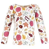 Hudson Baby Toddler Girls Long Sleeve T-Shirts, Fall Botanical