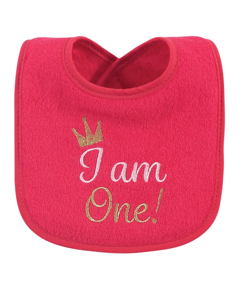 Hudson Baby Girls Cotton Terry Drooler Bibs with Fiber Filling
