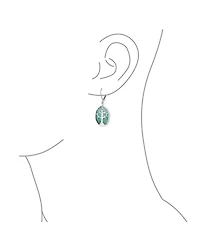 Bling Jewelry Large Oval Natural Stone Shell Lever Back Mother Of Pearl Family Tree Life Dangle Earrings .925 Sterling Silver