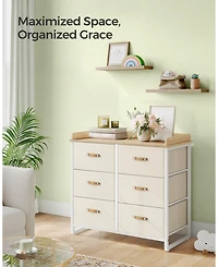 Slickblue Kids Dresser with 6 Drawers, Boys Girls Dresser for Baby, with Water-Resistant Changing Table