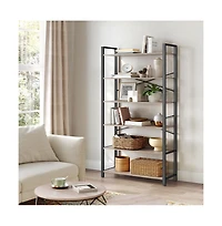 Bookshelf, Home Office Bookcase, Storage Rack With Steel Frame, For Living Room