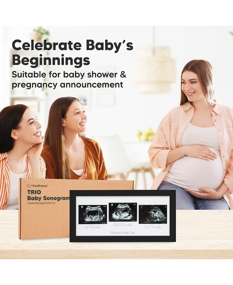 KeaBabies Trio Baby Sonogram Picture Frame, Ultrasound Frames for Nursery, Mom to Be Gifts