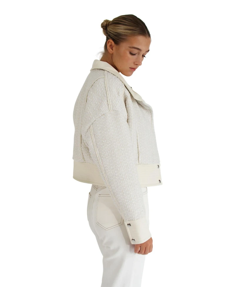 Belle & Bloom Women's Mad Love Cropped Bomber Jacket