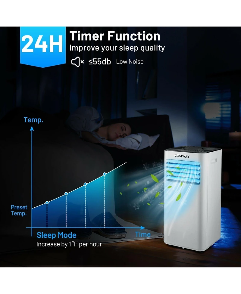 10000 Btu Portable Evaporative Air Cooler Dehumidifier with 24H Timer