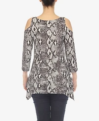 Women's Snake Print Cold Shoulder Tunic