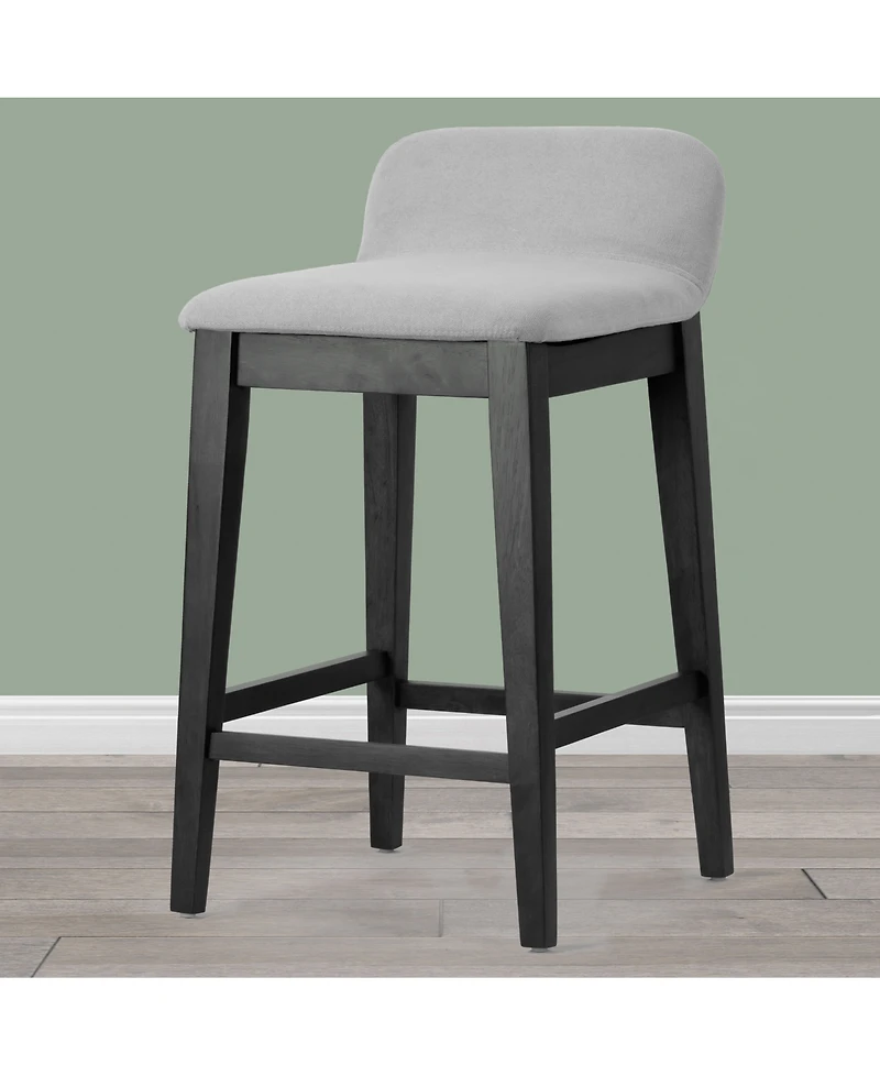Glamour Home 25" Atia Rubberwood, Fabric Counter Height Stool, Set of 2