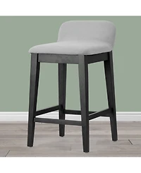 Glamour Home 25" Atia Rubberwood, Fabric Counter Height Stool, Set of 2