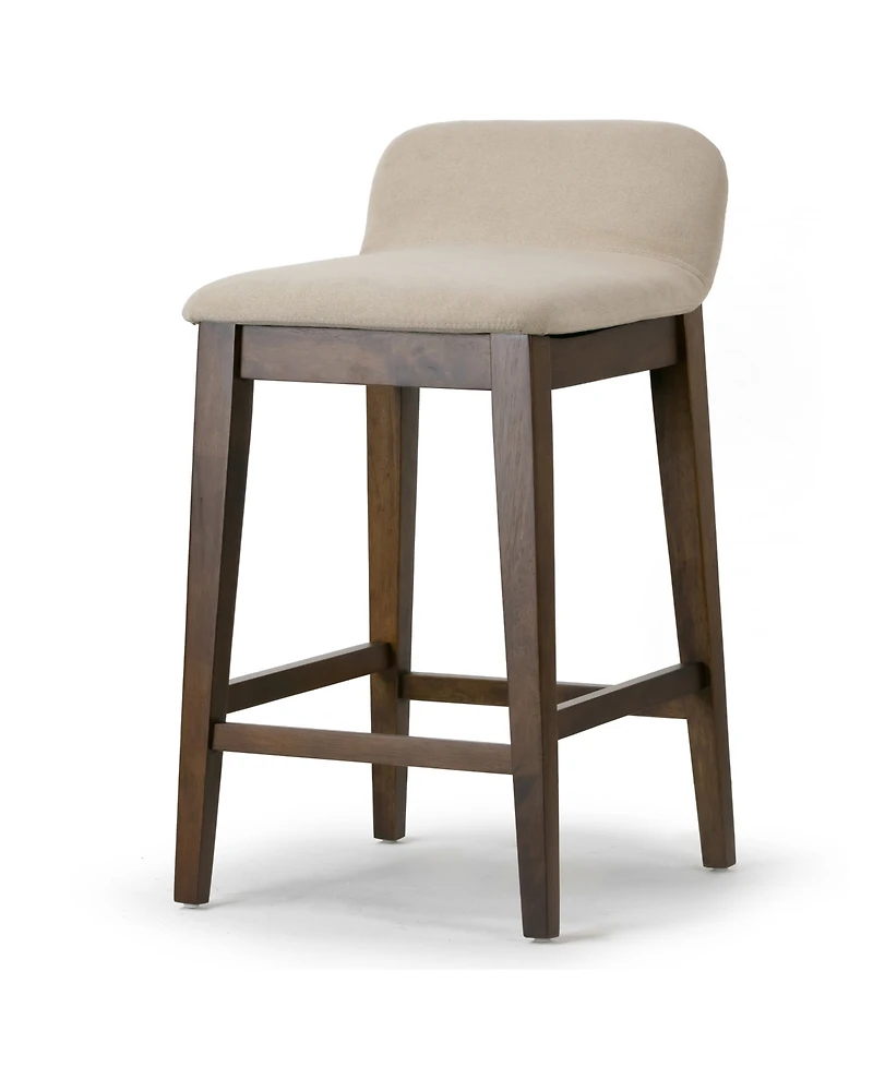 Glamour Home 25" Atia Rubberwood, Fabric Counter Height Stool, Set of 2