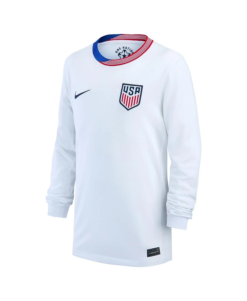 Nike Big Boys and Girls White Usmnt 2024 Home Replica Long Sleeve Jersey