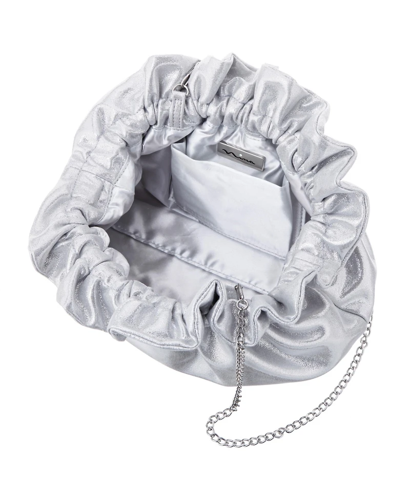 Nina Metallic Gathered Crossbody Pouch Bag