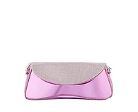 Nina Crystal Flap Mirror Metallic Patent Clutch Bag