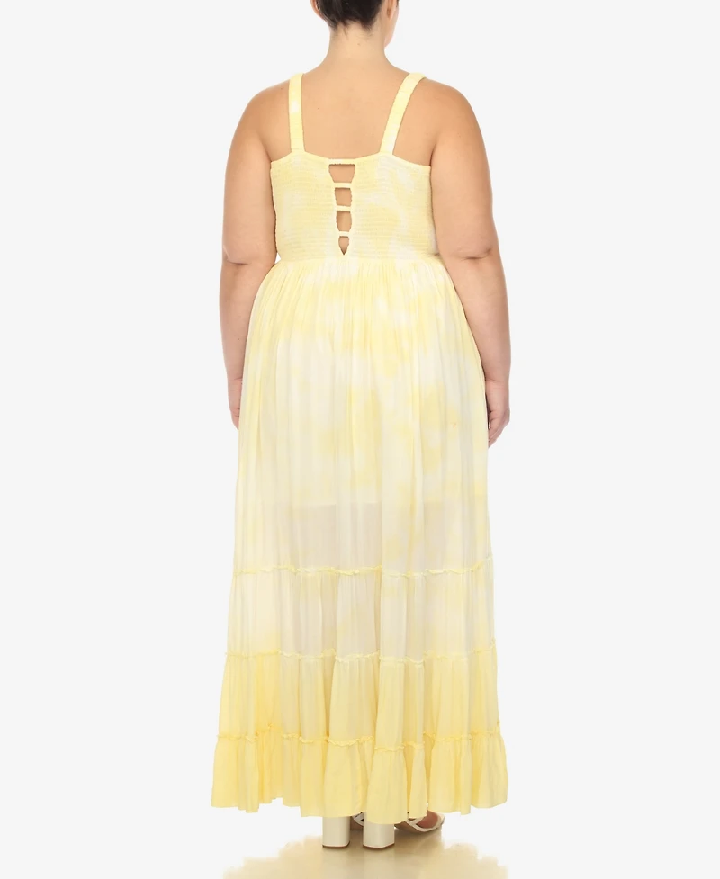 White Mark Plus Smocked Ruffle Maxi Dress