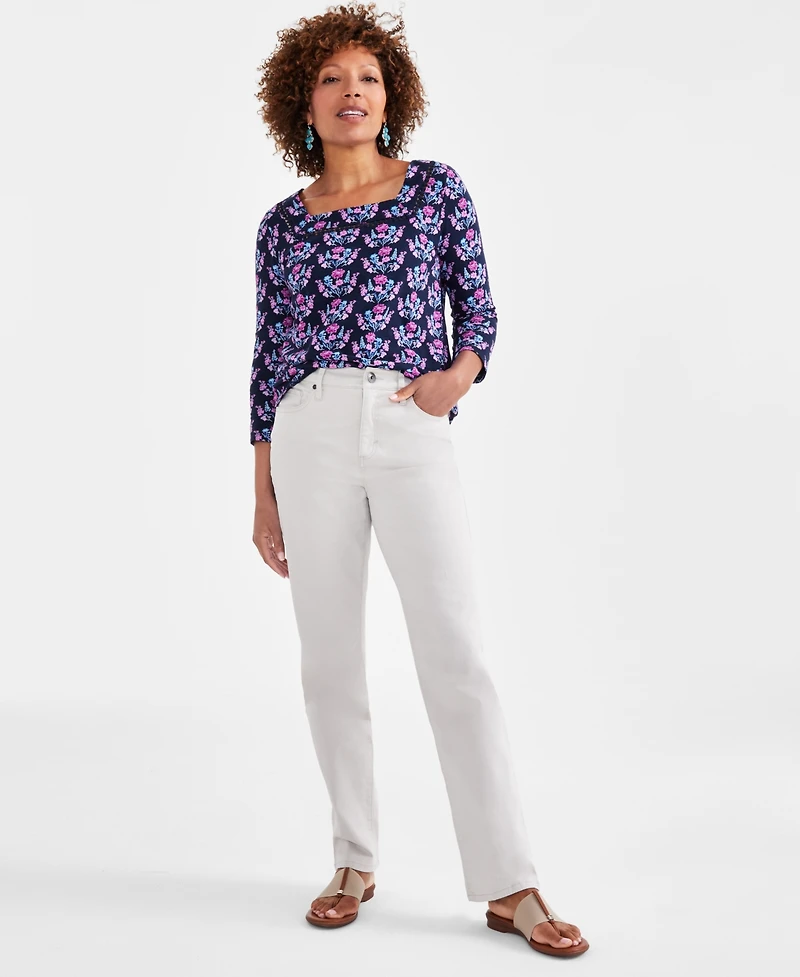 Style & Co Petite High Rise Natural Straight-Leg Jeans, Created for Macy's