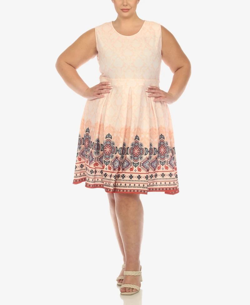 White Mark Plus Fit and Flare Knee Length Dress