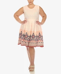 White Mark Plus Fit and Flare Knee Length Dress