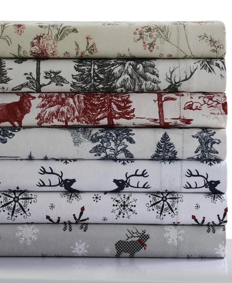 Tribeca Living Mountain Toile Heavyweight Flannel Extra Deep Pocket Sheet Set