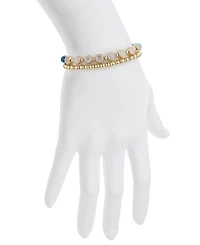 Unwritten Multi Blue Quartz Fearless Stone and Beaded Stretch Bracelet Set