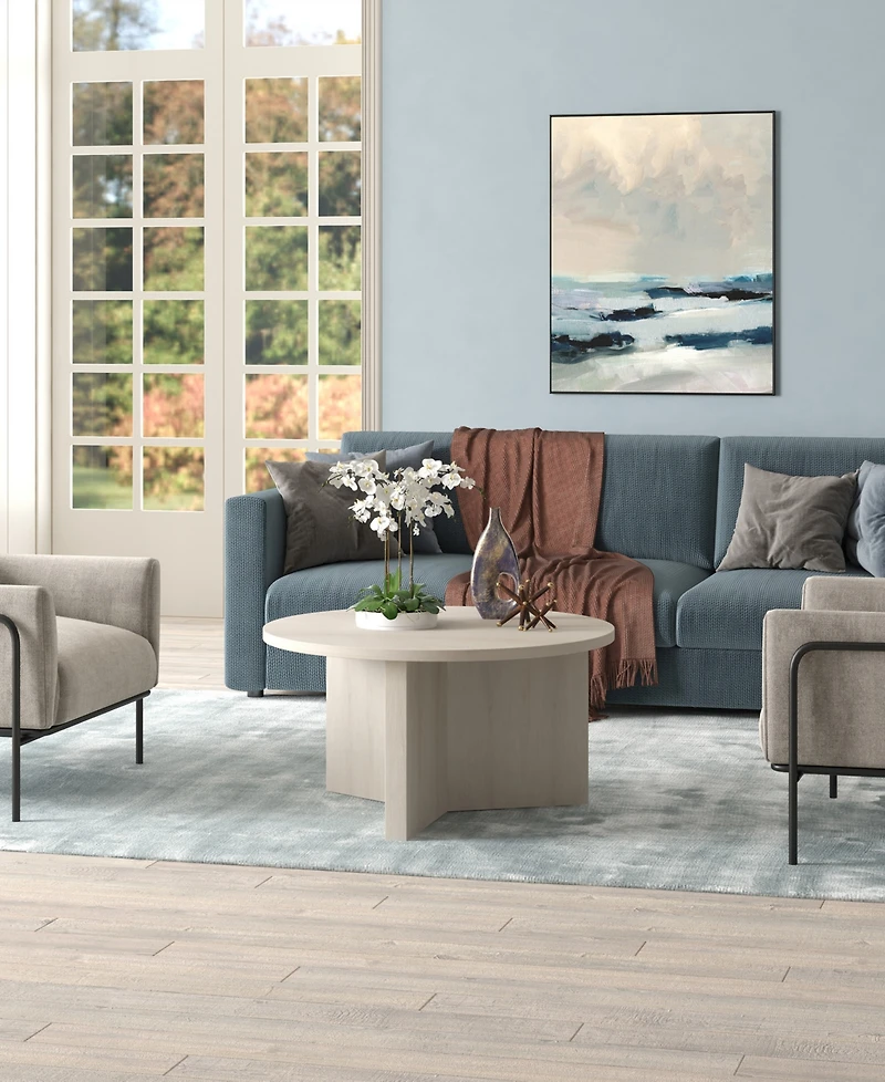 Hudson & Canal Anders 32" Wide Round Coffee Table in Alder White