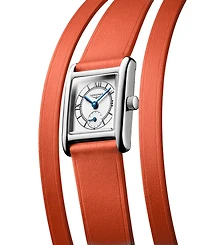 Longines Women's Swiss Mini Dolcevita Orange Three-Row Leather Strap Watch 29mm