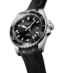 Longines Men's Swiss Automatic Hydroconquest Gmt Black Rubber Strap Watch 43mm