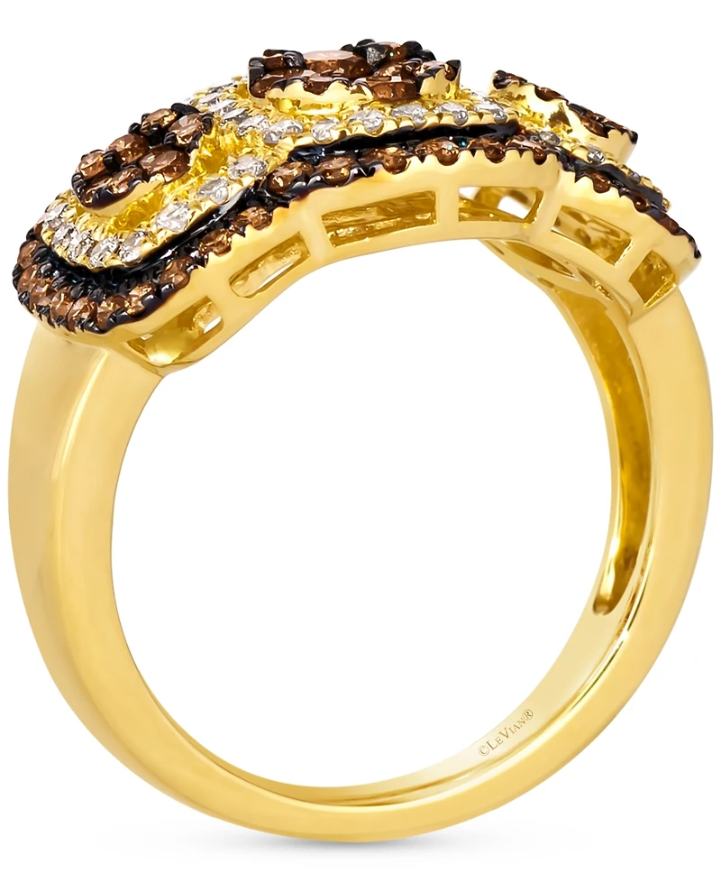 Le Vian Nude Diamond & Chocolate Diamond Halo Cluster Ring (1-1/4 ct. t.w.) in 14k Gold