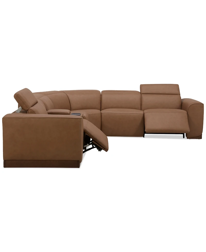 Lovro -Pc. Leather Sectional with 2 Power Motion Chairs & 1 Console