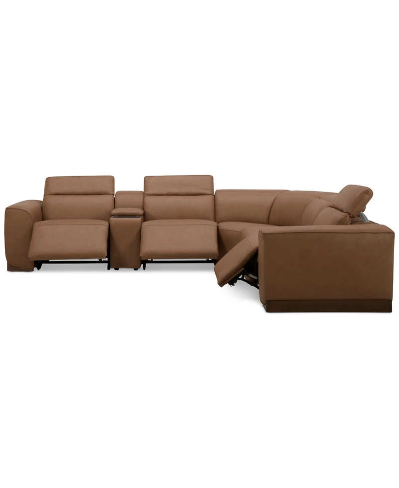 Lovro -Pc. Leather Sectional with Power Motion Chairs & 1 Console