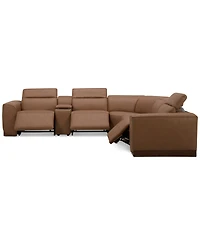 Lovro -Pc. Leather Sectional with Power Motion Chairs & 1 Console