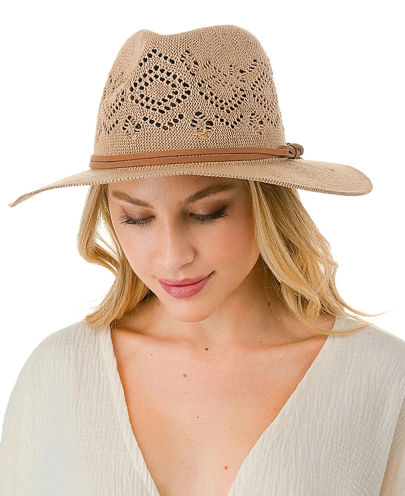 Marcus Adler Women's Packable Panama Hat with Suede Trim