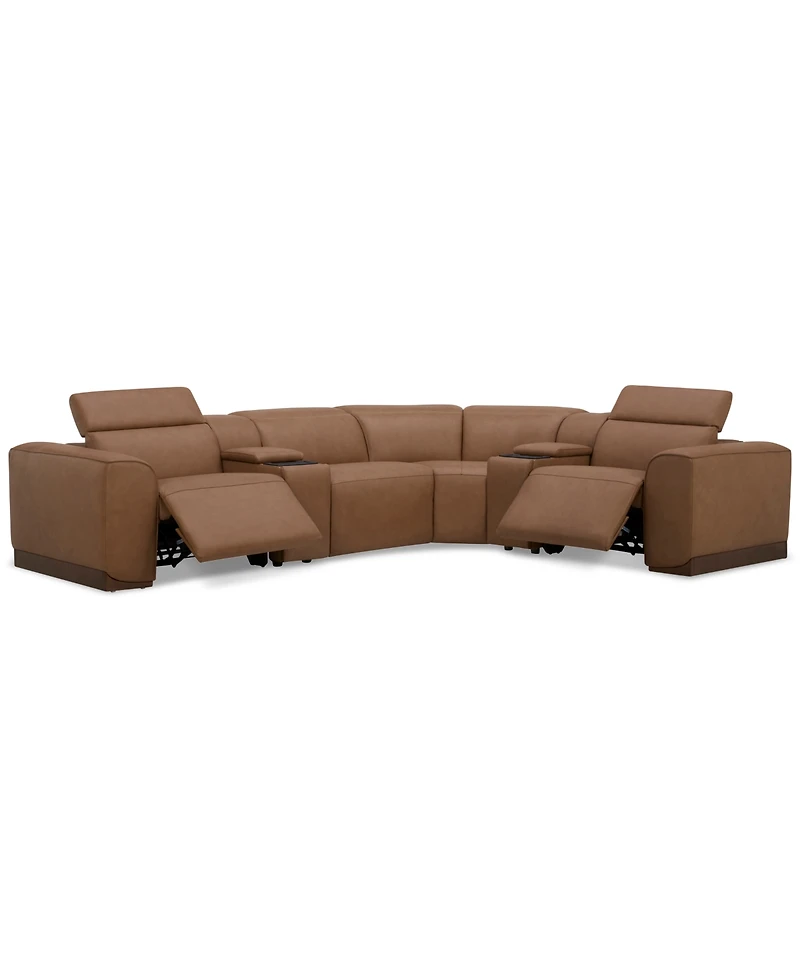 Lovro 6-Pc. Leather Sectional with 2 Power Motion Chairs & Consoles, Created for Macy's