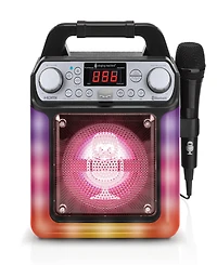 Singing Machine, Groove Mini, Portable Karaoke Machine with Wired Mic, Bluetooth, Led Lights, black